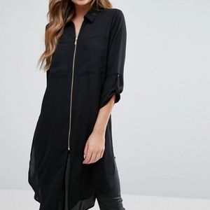 Long Flowy Zip Tunic by New Look